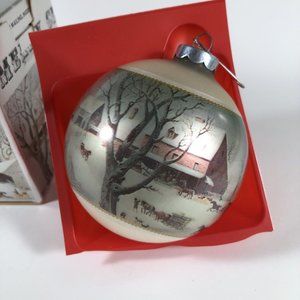 Currier and Ives Winter In The Country Christmas Ornament Bulb 3.1/4” Corning